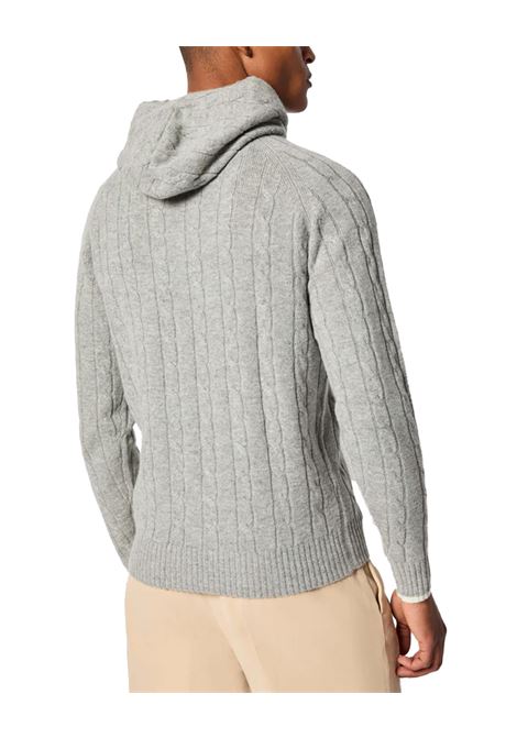 Felpa L.B.M 1911 uomo 637959506 Grigia lavorazione a treccia e dettagli a contrasto sul cappuccio con coulisse L.B.M. 1911 | Felpe | 6379595065